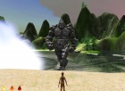 6. Skins 2.0 Skahionati approaches the Stone Giant from the The Adventure of Skahion ati Legend of the Stone Giant game prototype 2012 AbTeC